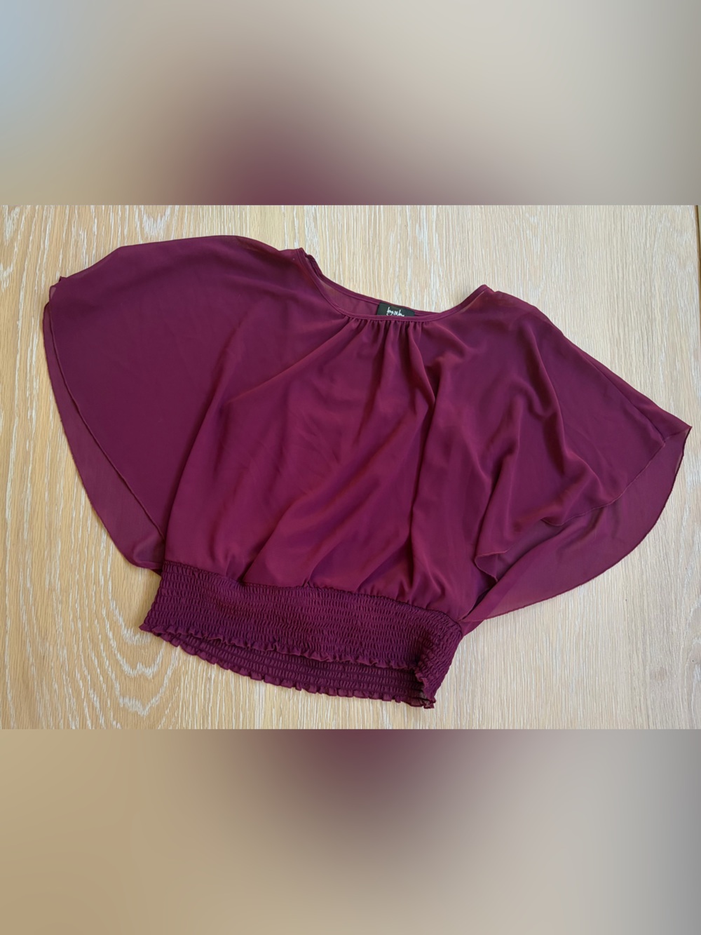 by & by Wine Burgundy Smocked-Waist flowy Top